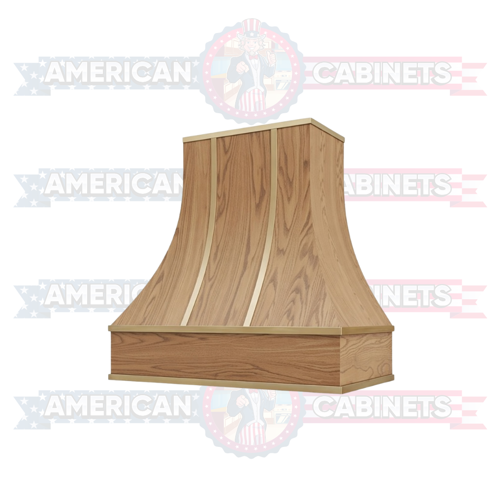 Custom Curved Hood with Brass Strapping Design