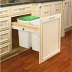 Wood Top Mount Double 2x 35 qt Trash Pull-Out Waste Containers for 18" Opening Width, 17-7/8" Height x 22-3/4 Minimum Depth, Natural
